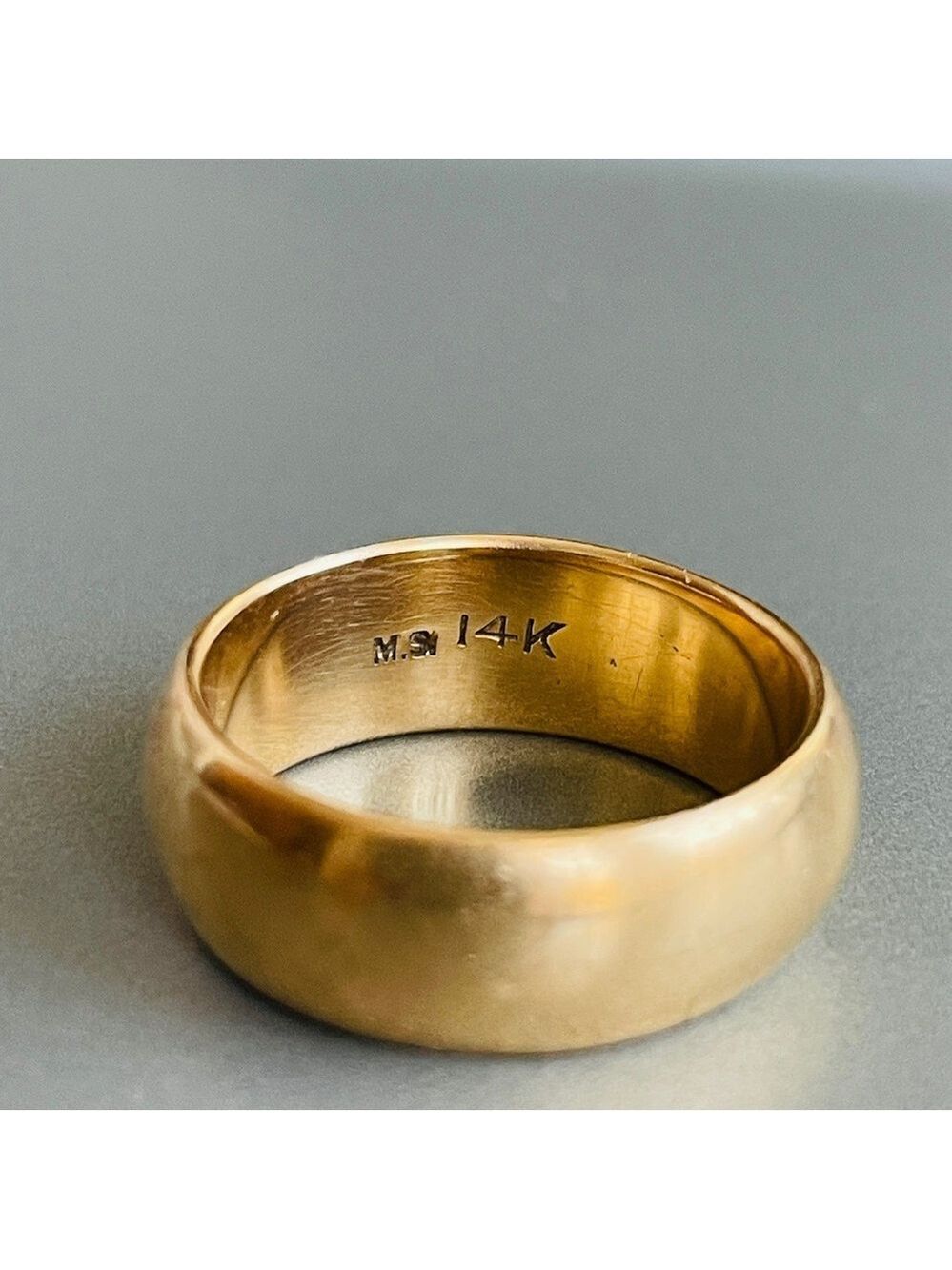 HEAVY SOLID 14K GOLD 8MM WIDE BAND STACKABLE RING - Picture 6 of 9